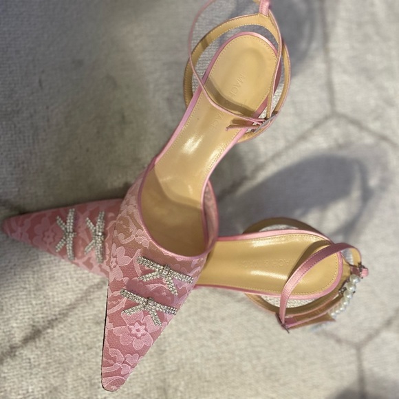 Mach & Mach Sheer Lace Mini Bow Heels - Picture 2 of 7